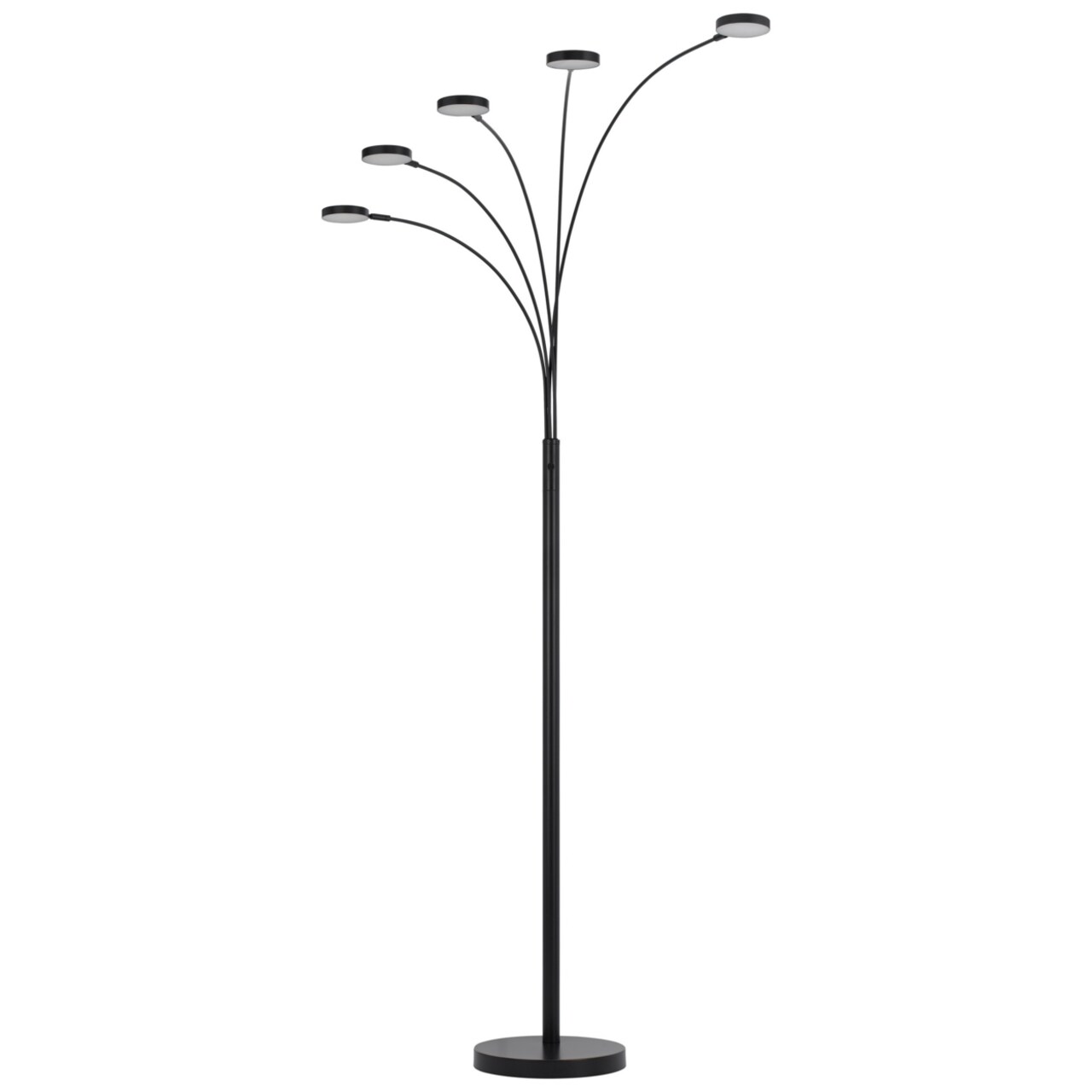 Saltoro Sherpi Chuck 82 Inch Modern Arc Floor Lamp, 5 Puck Lights, Dark Bronze Finish-